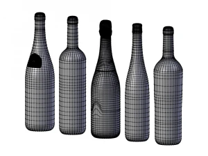 french wine bottles 3D Model
