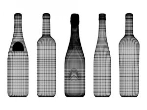 french wine bottles 3D Model