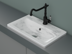 marble sink with mixer faucet and pipes 3Dモデル