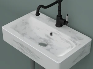 pia de m&aacute;rmore com torneira misturadora e canos Modelo 3D