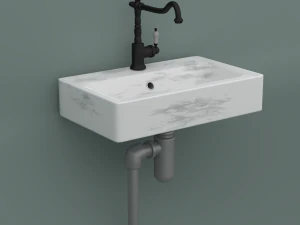 pia de m&aacute;rmore com torneira misturadora e canos Modelo 3D