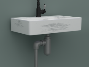 marble sink with mixer faucet and pipes Modèle 3D