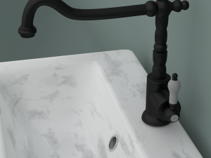 marble sink with mixer faucet and pipes Modèle 3D