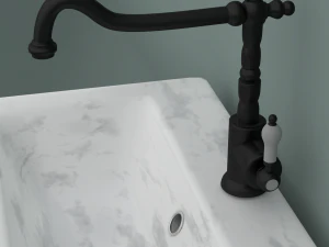 pia de m&aacute;rmore com torneira misturadora e canos Modelo 3D