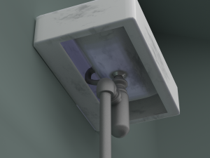 marble sink with mixer faucet and pipes Modèle 3D