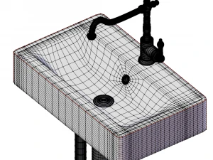 pia de m&aacute;rmore com torneira misturadora e canos Modelo 3D