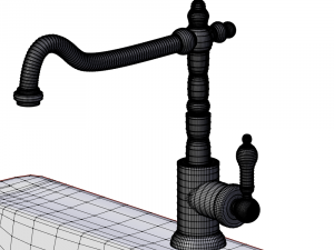marble sink with mixer faucet and pipes Modèle 3D