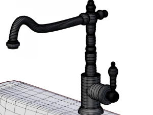 pia de m&aacute;rmore com torneira misturadora e canos Modelo 3D