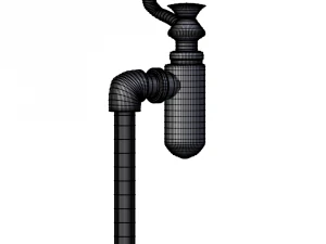 pia de m&aacute;rmore com torneira misturadora e canos Modelo 3D