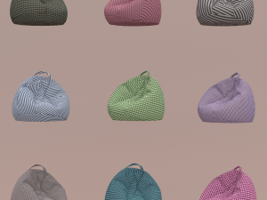 lot of nine beanbags checker colored 3D 모델