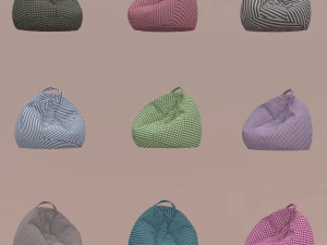 lot van negen zitzakken ruitkleurig 3D Model