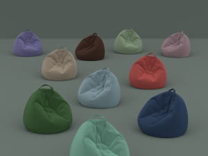 lot of ten colored flock beanbags 3D 모델