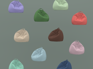 lot of ten colored flock beanbags Model 3D