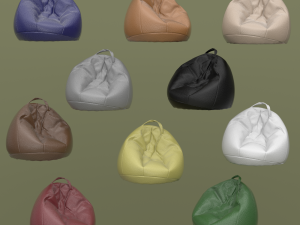 lot of ten colored leather beanbags 3D Model