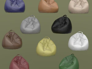 lot van tien gekleurde leren zitzakken 3D Model