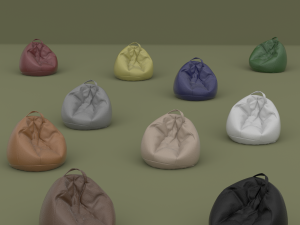 lot of ten colored leather beanbags 3D Model