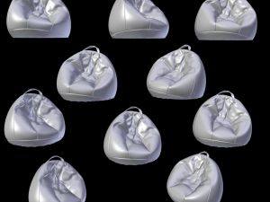 lot of ten colored leather beanbags 3D Model