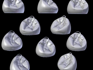 lot of ten colored leather beanbags 3D Model