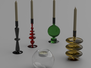 glass candlesticks and candles 3D 모델