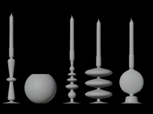 glass candlesticks and candles 3D Model