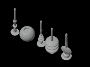 glass candlesticks and candles 3D-Modell