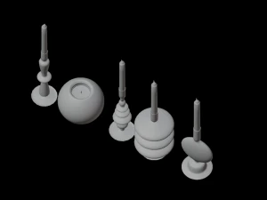 glass candlesticks and candles 3D Model