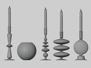 glass candlesticks and candles 3D-Modell
