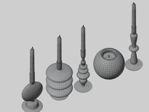 glass candlesticks and candles 3D-Modell