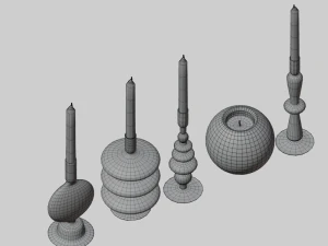 glass candlesticks and candles 3D Model