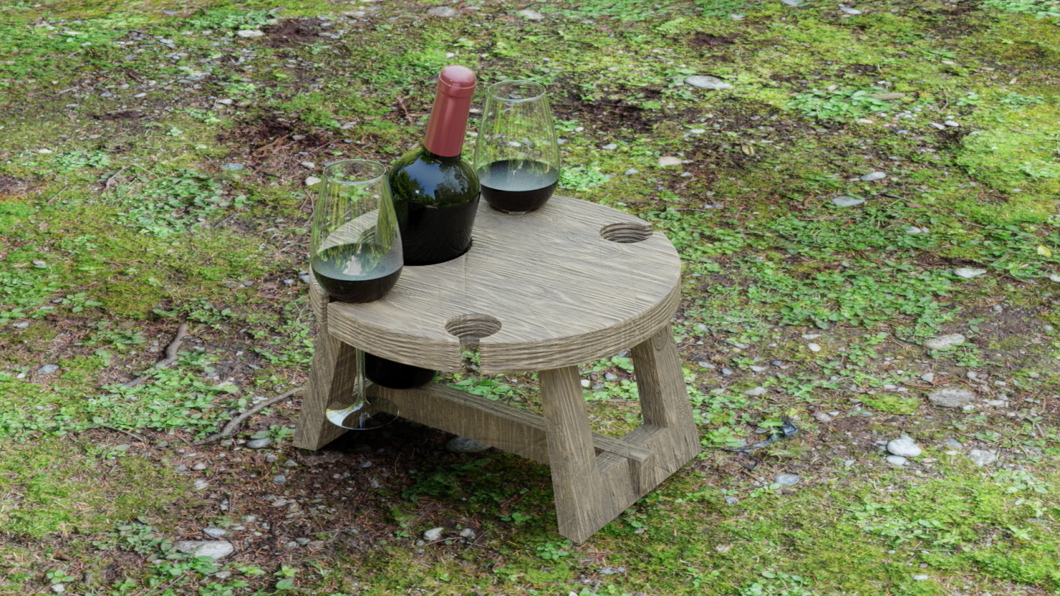 wooden wine table 3D Model .c4d .max .obj .3ds .fbx .stl .blend 