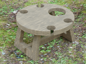wooden wine table Modèle 3D