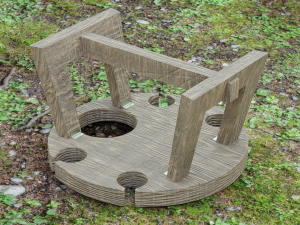 wooden wine table Modèle 3D