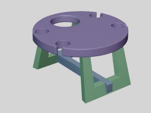 wooden wine table 3D Model