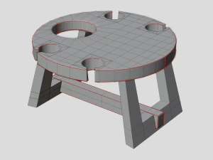 wooden wine table 3D Model