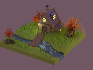 autumn house low poly 3D 모델
