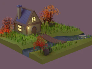 autumn house low poly 3D Model