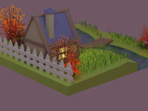 autumn house low poly 3D Model