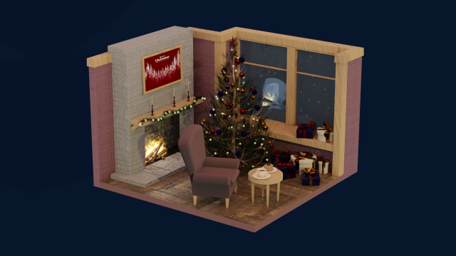 new year scene 3D Model .c4d .max .obj .3ds .fbx .stl .blend 