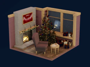 scena noworoczna Model 3D