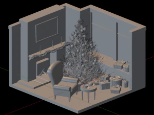 new year scene 3D Model