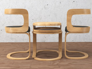 chair and table Modèle 3D