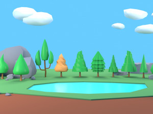 trees plants rocks low poly 3D Model