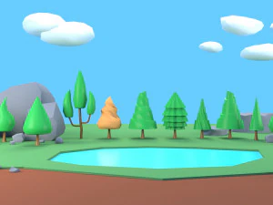 trees plants rocks low poly 3D Model