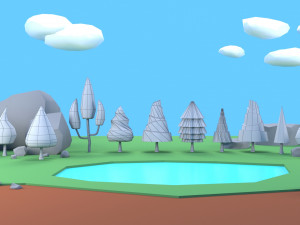 trees plants rocks low poly 3D Model