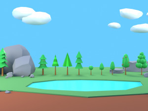 trees plants rocks low poly 3D Model