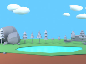 trees plants rocks low poly 3D Model