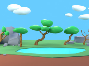 trees plants rocks low poly 3D Model