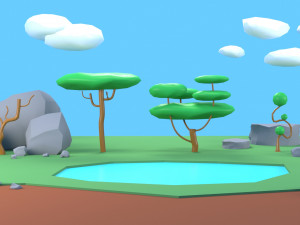 trees plants rocks low poly 3D Model