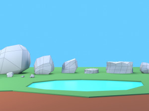 trees plants rocks low poly 3D Model
