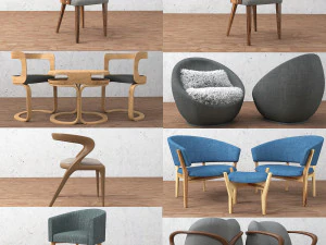 коллекция стульев 3D Модель